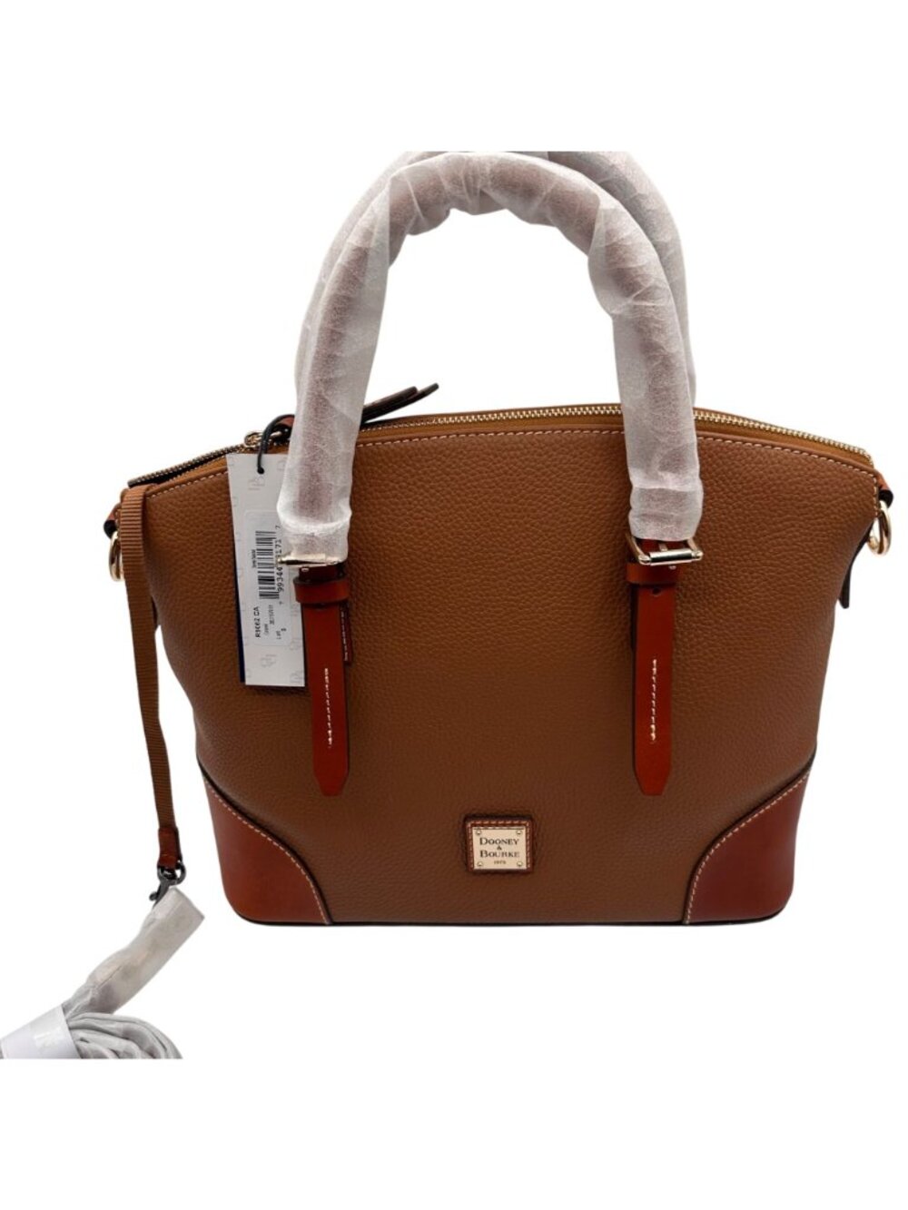 Dooney Bourke Pebble Leather Dome Designer Satchel Work Bag  Camel and Cognac - Picture 10 of 10